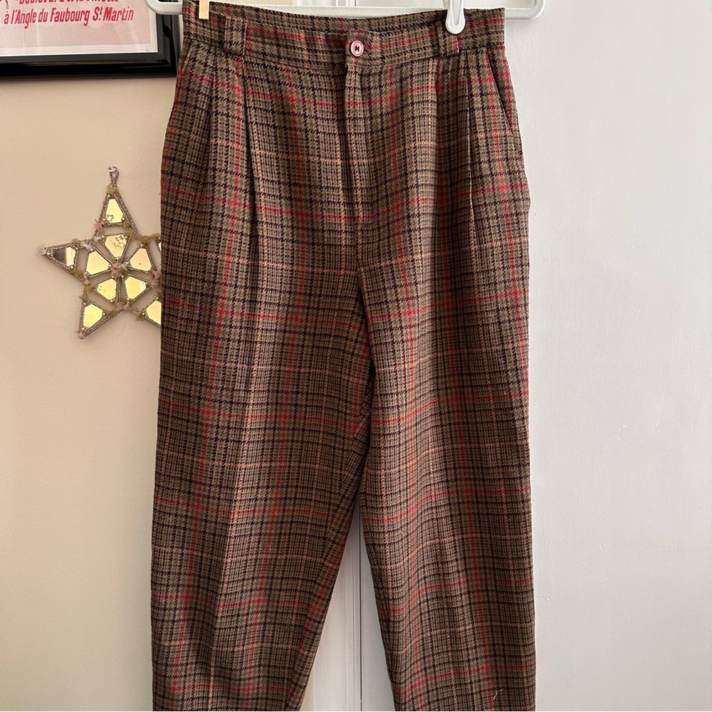 Vintage Plaid Wool Petite Trousers - Fundamental Things
